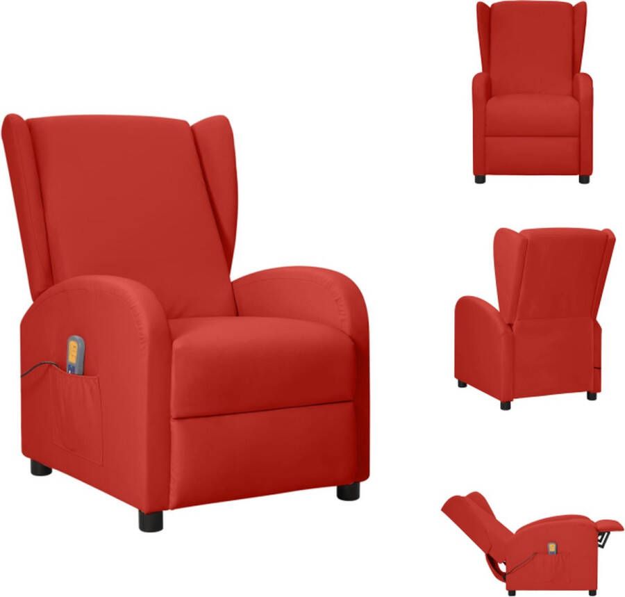 VidaXL Massagefauteuil Verstelbaar Vibratie en warmte Kunstleer Wijnrood 66x94x98.5cm Fauteuil