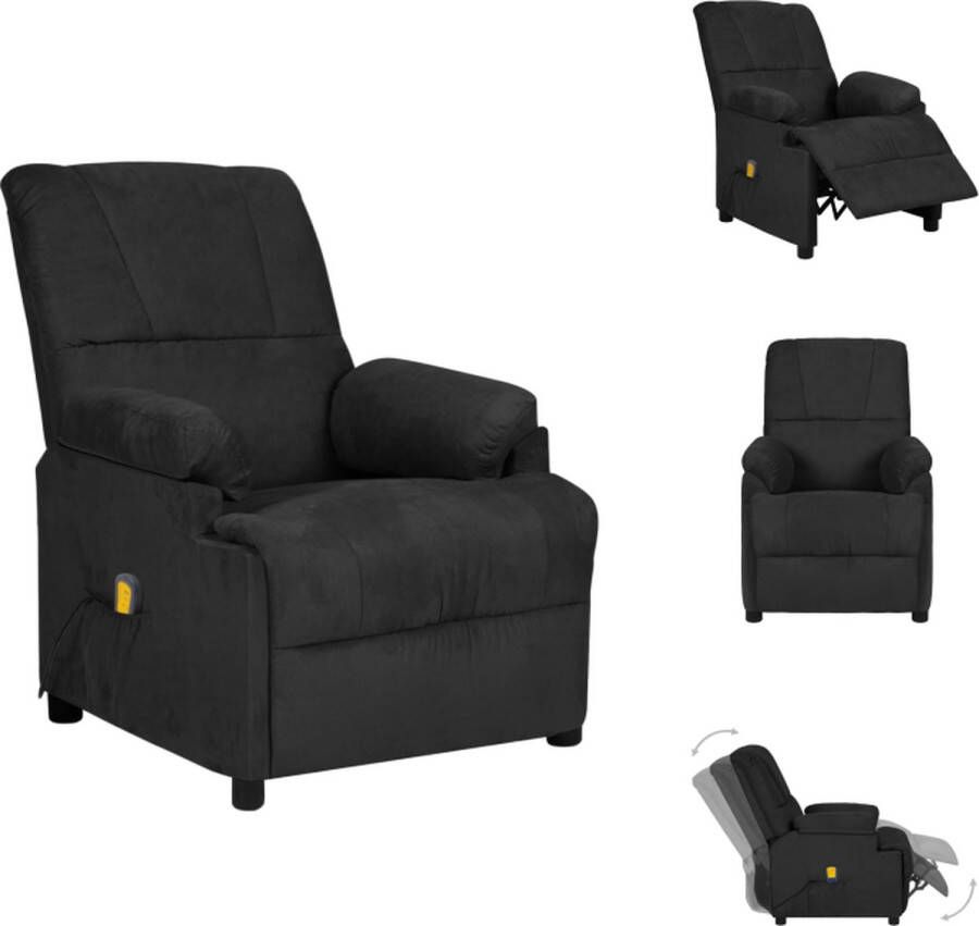 vidaXL Massagefauteuil Verstelbaar Vibratie en Warmte Kunstsuède Zwart 70 x 90.5 x 98 cm Fauteuil