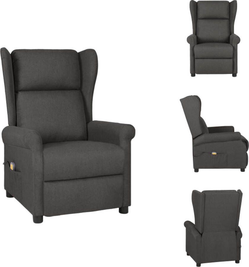 vidaXL Massagefauteuil Verstelbaar Vibratie- en warmtefunctie Comfortabel Donkergrijs 73 x 95 x 103 cm Fauteuil