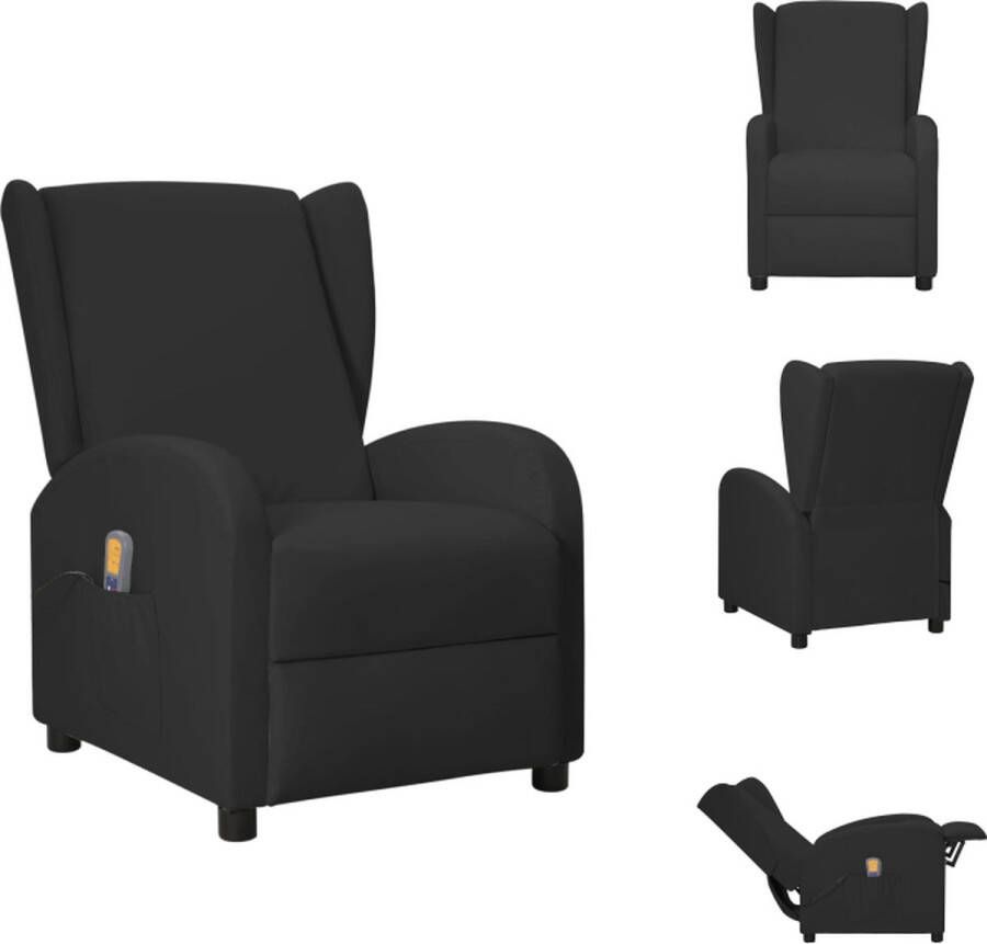 VidaXL Massagefauteuil Verstelbaar Vibratie- en warmtefunctie Comfortabel Kunstleer Zwart 66x94x98.5 cm Fauteuil