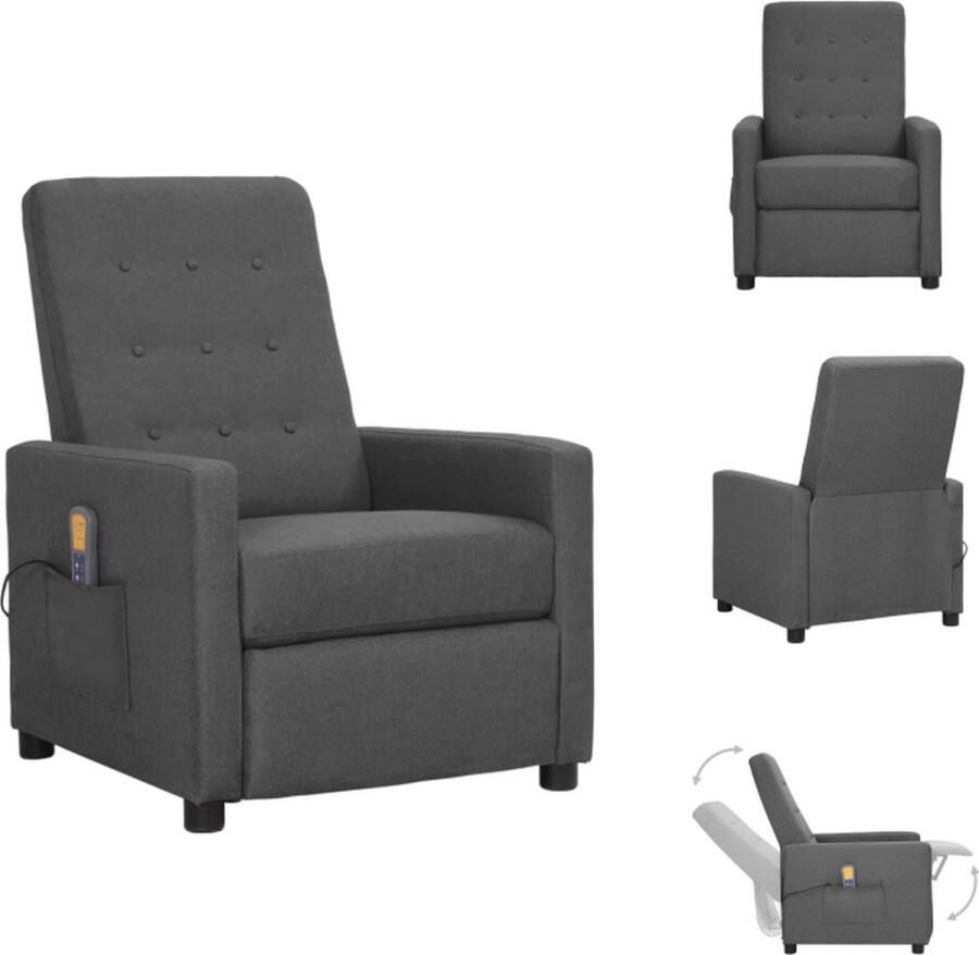 VidaXL Massagefauteuil Verstelbaar Vibratie- en warmtefunctie Comfortabele zitting Lichtgrijs 69.5 x 138 x 80 cm 6-punts trillingsmassage Montage vereist Fauteuil