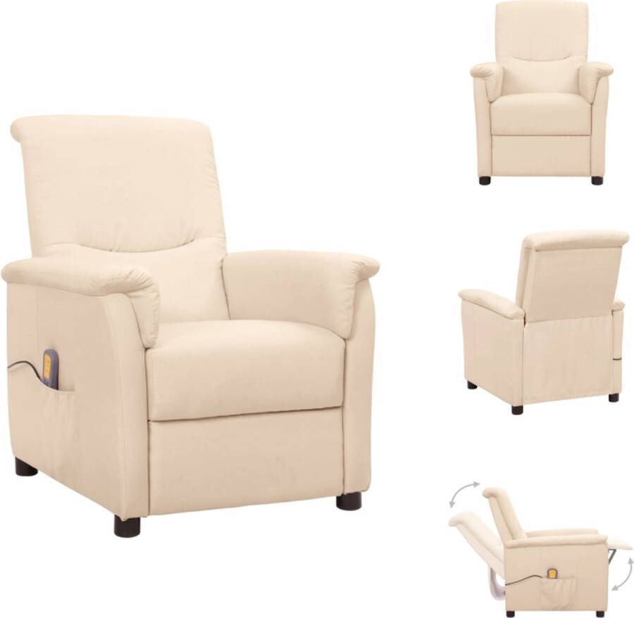 vidaXL Massagefauteuil Verstelbaar Vibratie- en warmtefunctie Comfortabele zitting Stevig en stabiel frame Crème 73x92x90.5cm Fauteuil