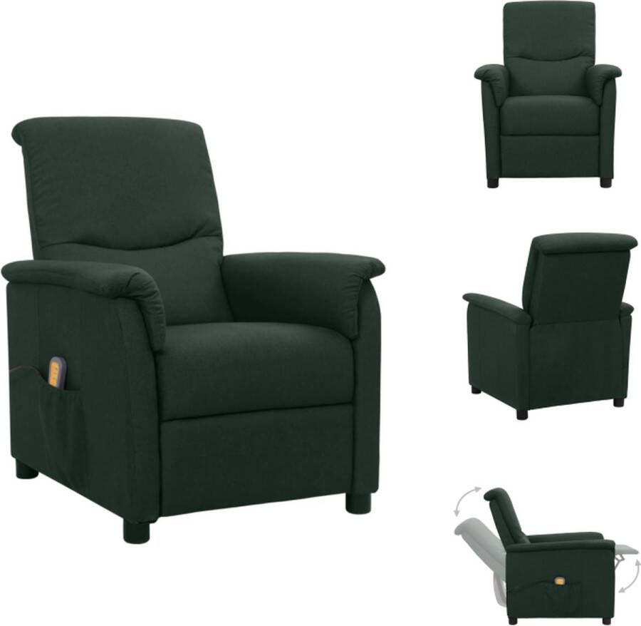 vidaXL Massagefauteuil Verstelbaar Vibratie en warmtefunctie Donkergroen 73x92x90.5 cm Fauteuil