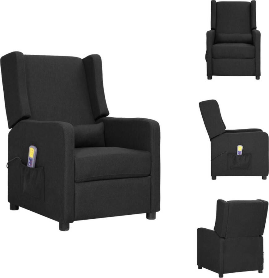 vidaXL Massagefauteuil Verstelbaar Vibratie en warmtefunctie Zwart 68.5x139x76 cm Fauteuil