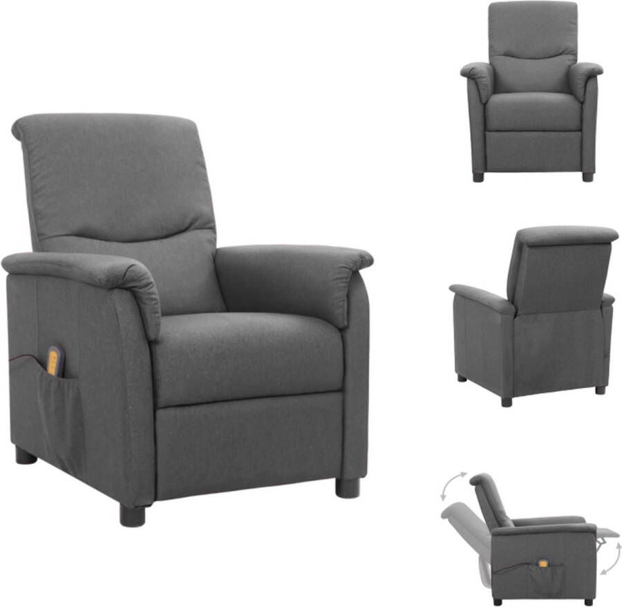 VidaXL Massagefauteuil Verstelbaar Vibratie warmtefunctie Lichtgrijs 73x92x90.5 cm Fauteuil