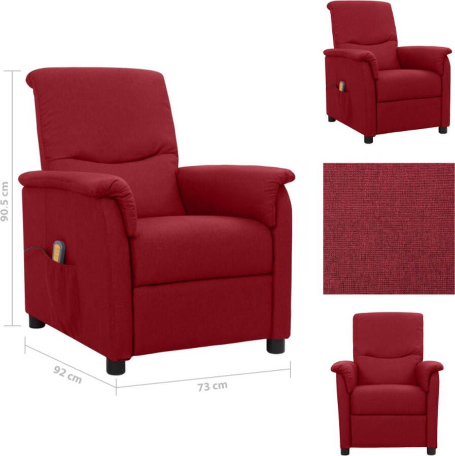 vidaXL Massagefauteuil Wijnrood Verstelbaar Vibratie Warmte Comfortabel zitten Stevig frame 73x92x90.5cm Fauteuil