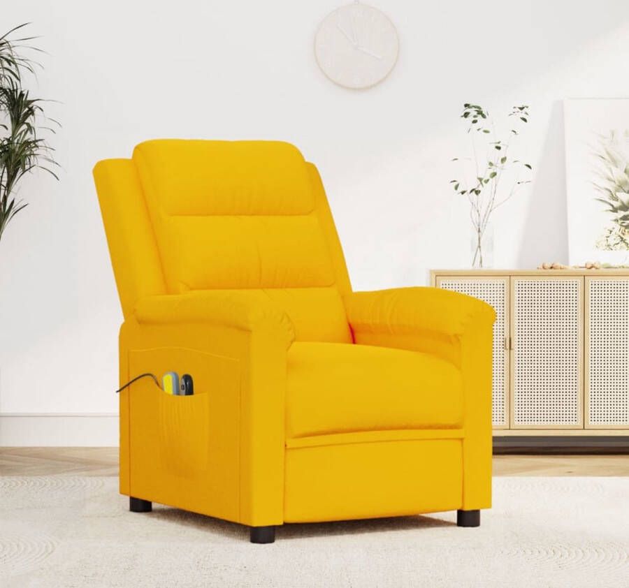 VidaXL -Massagestoel-elektrisch-fluweel-geel - Foto 2