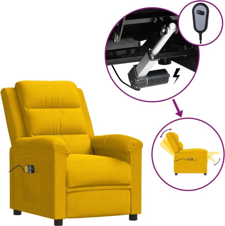 VidaXL -Massagestoel-elektrisch-fluweel-geel - Foto 1