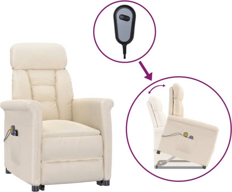 VidaXL Beige Elektrische Massagestoel met USB Massagestoel Elektrisch Verstelbaar Massage Functie Relaxen Ergonomische Stoel - Foto 3
