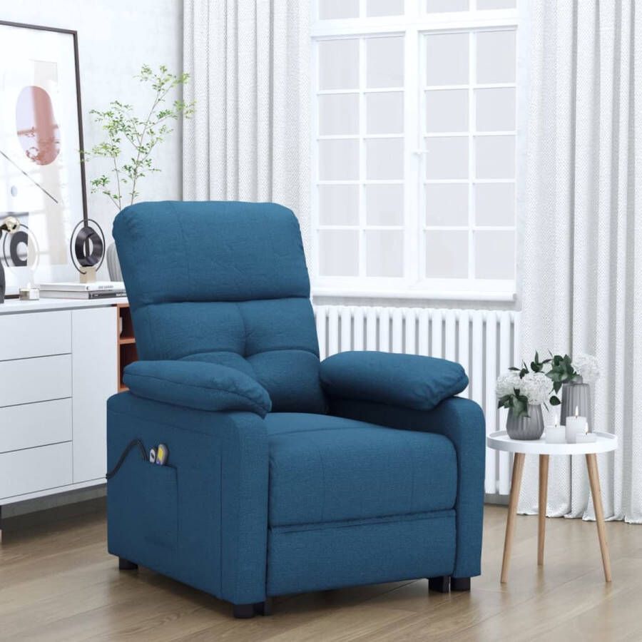 VidaXL -Massagestoel-elektrisch-stof-blauw - Foto 2