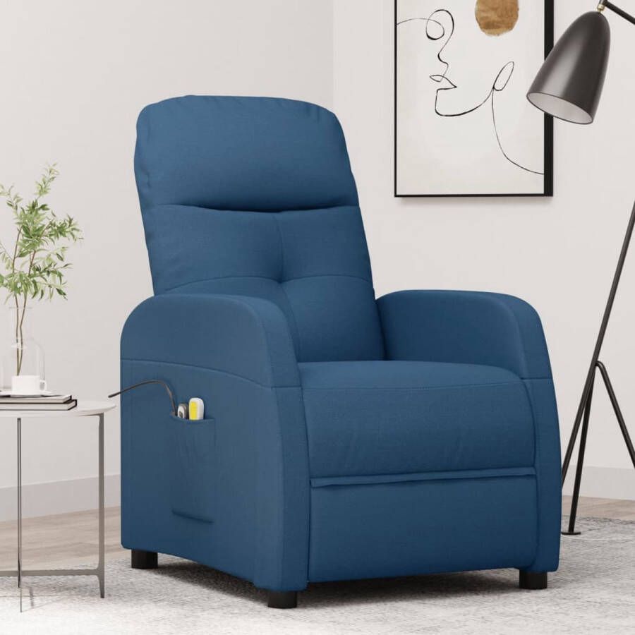 VidaXL -Massagestoel-elektrisch-stof-blauw - Foto 2