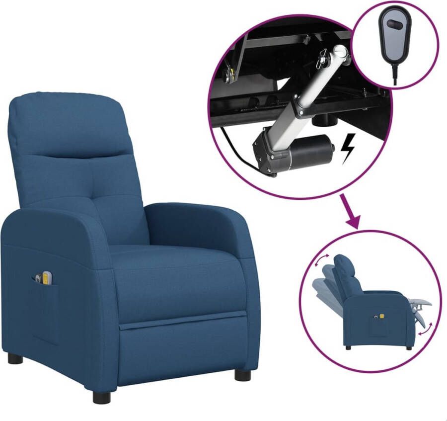 VidaXL -Massagestoel-elektrisch-stof-blauw - Foto 1
