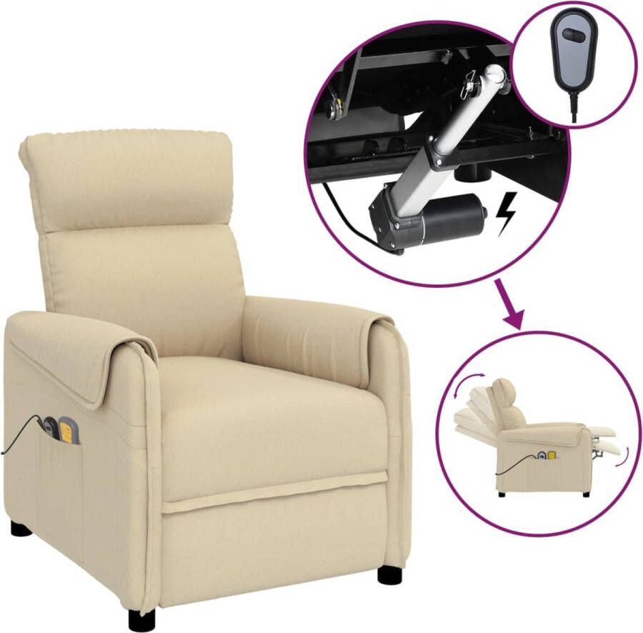 VidaXL Massagestoel elektrisch stof crÃ¨mekleurig - Foto 1