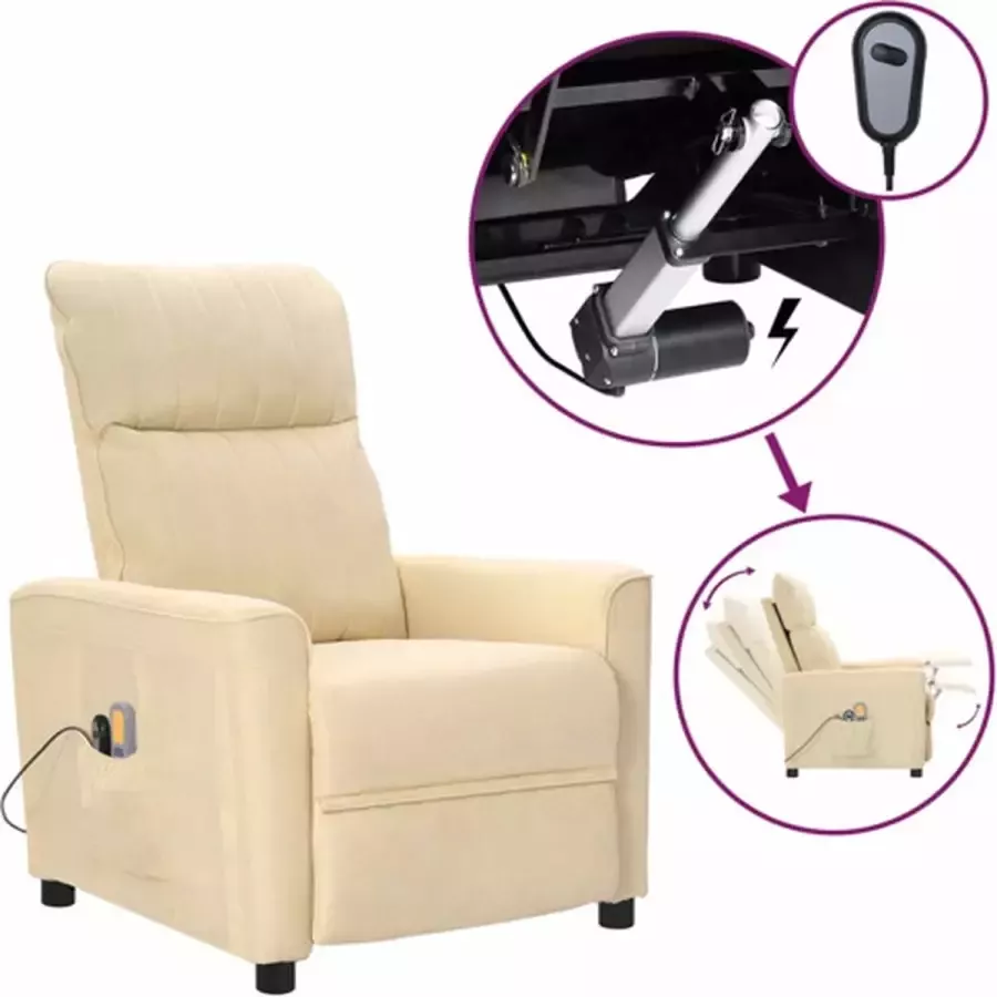 VIDAXL Massagestoel elektrisch stof crèmekleurig - Foto 3