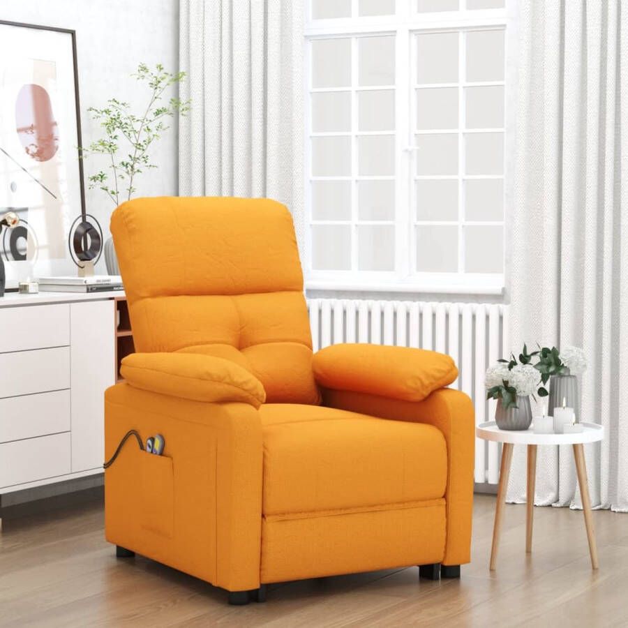 VidaXL -Massagestoel-elektrisch-stof-donkergeel - Foto 2