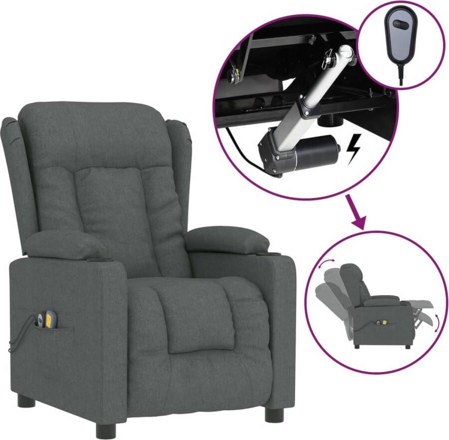 Vida XL vidaXL Massagestoel elektrisch stof donkergrijs-VXL-3098790