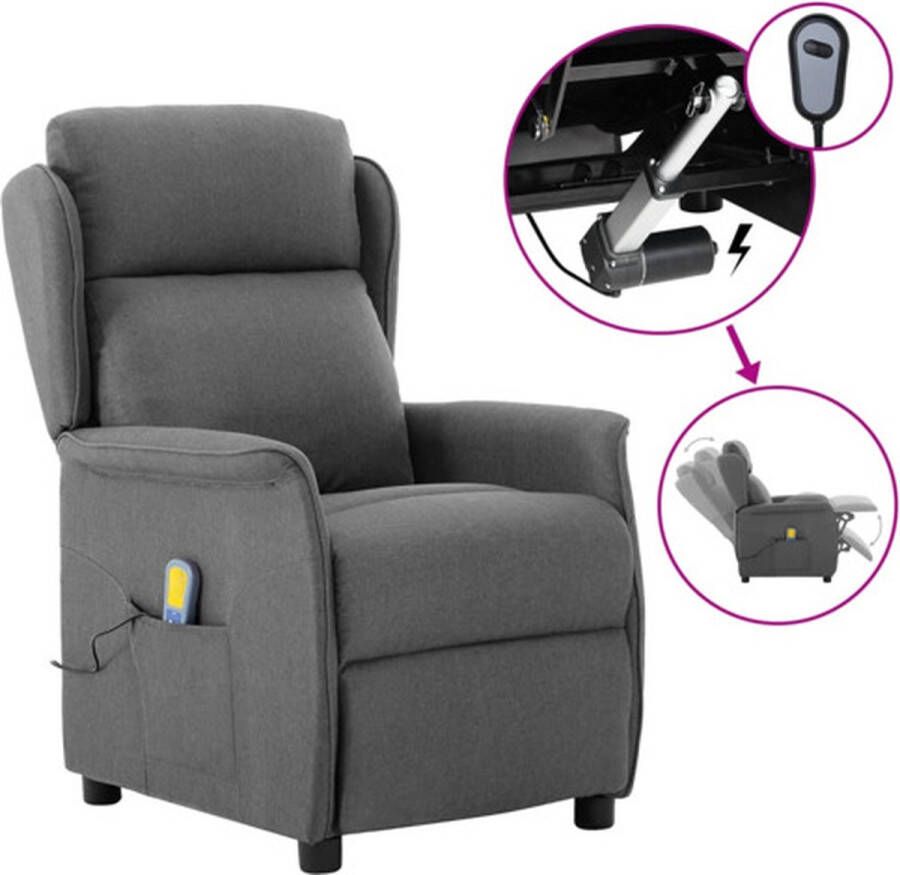 VidaXL -Massagestoel-elektrisch-stof-lichtgrijs - Foto 1
