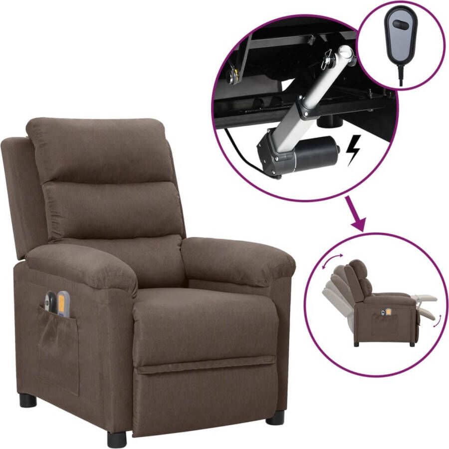VidaXL -Massagestoel-elektrisch-stof-taupe - Foto 1