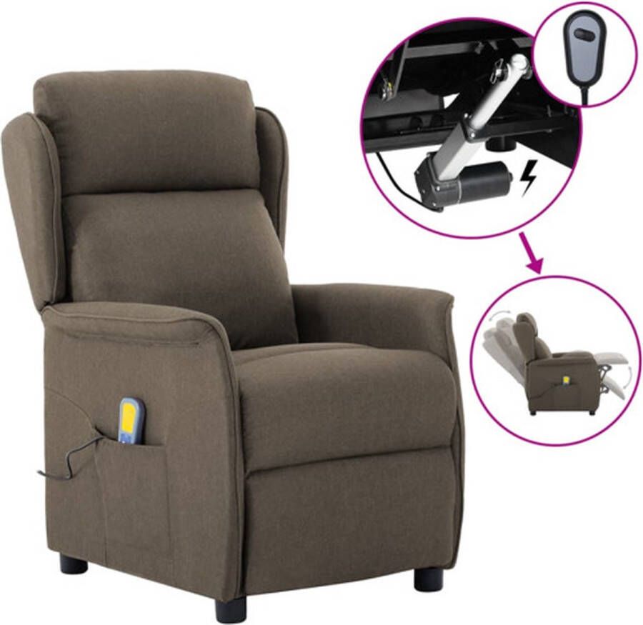VidaXL Massagestoel verstelbaar elektrisch stof taupe - Foto 1