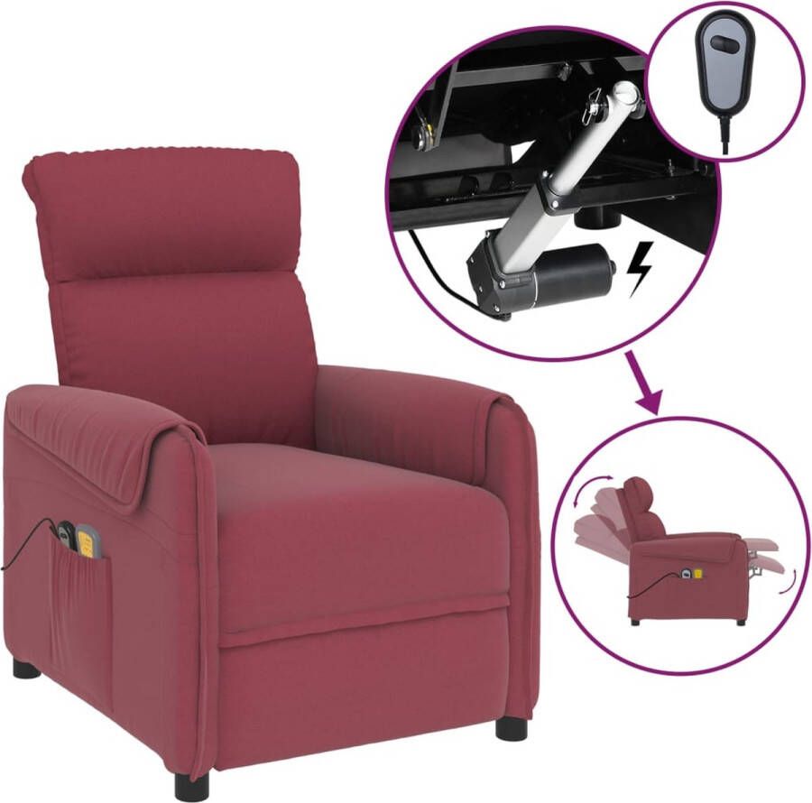 VidaXL -Massagestoel-elektrisch-stof-wijnrood - Foto 2