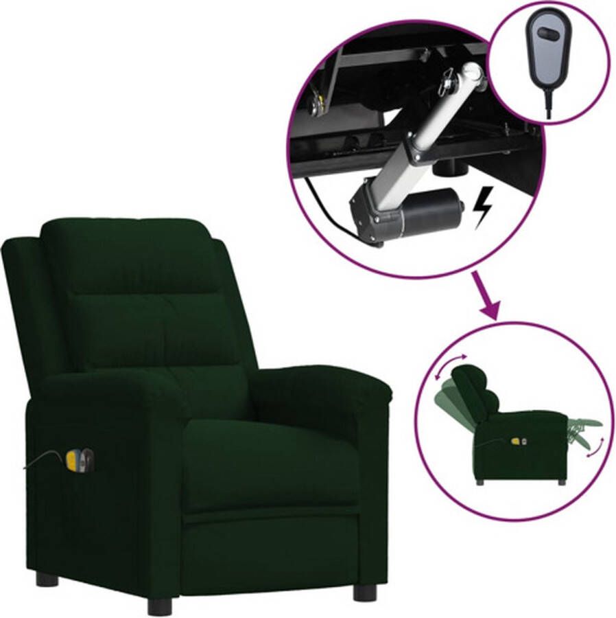 VidaXL -Massagestoel-elektrisch-verstelbaar-fluweel-donkergroen - Foto 1