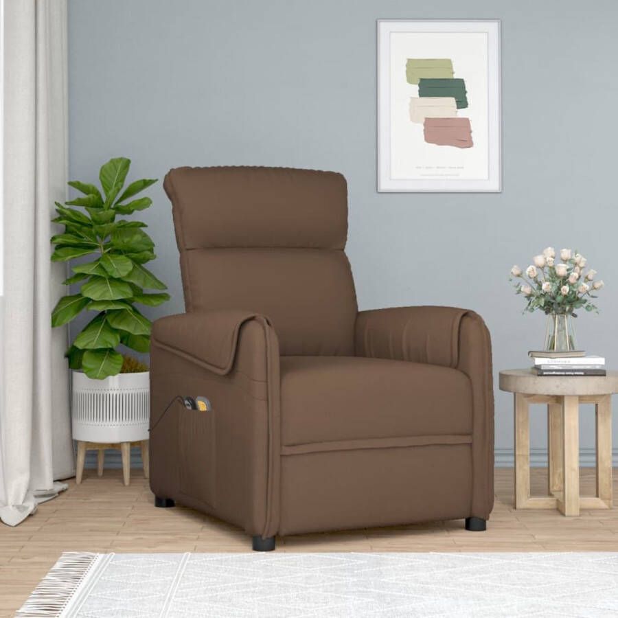 VidaXL -Massagestoel-elektrisch-verstelbaar-stof-bruin - Foto 2
