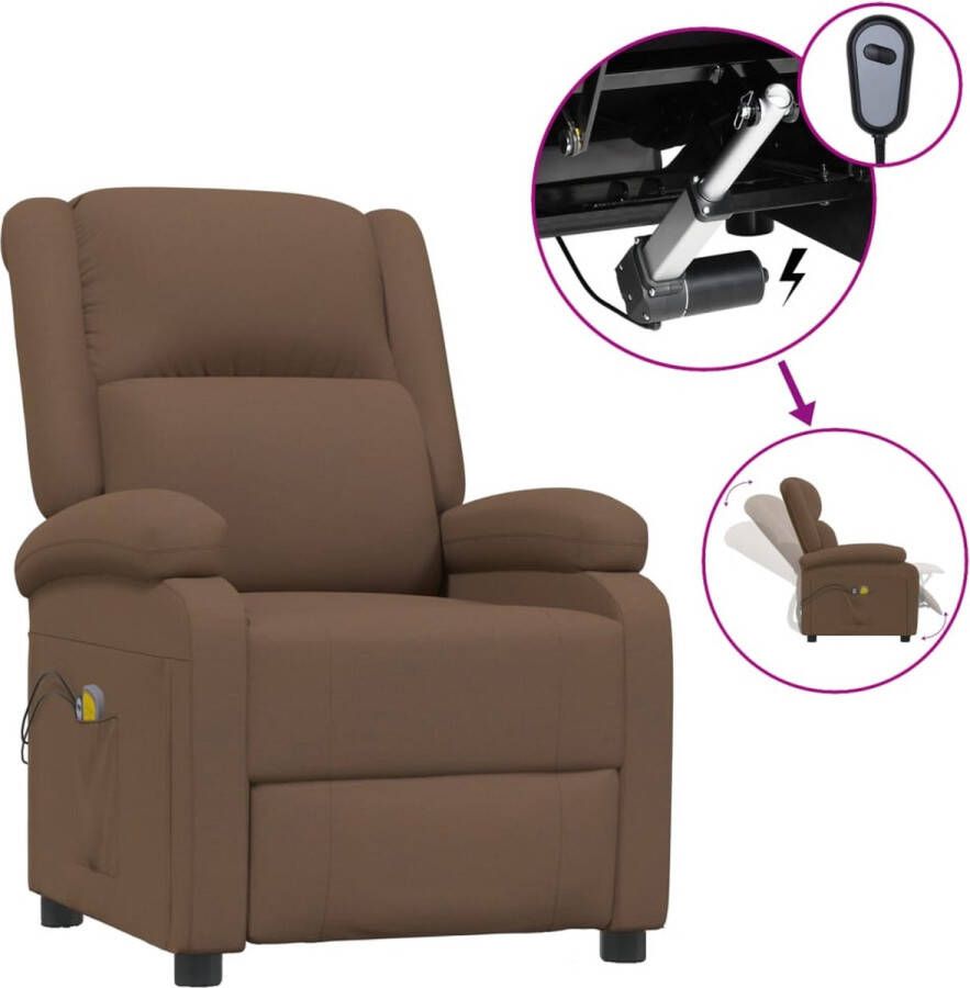 VidaXL -Massagestoel-elektrisch-verstelbaar-stof-bruin - Foto 2