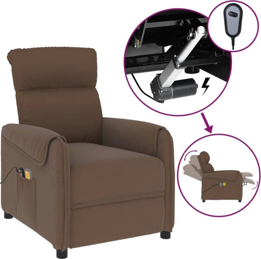 VidaXL -Massagestoel-elektrisch-verstelbaar-stof-bruin - Foto 1