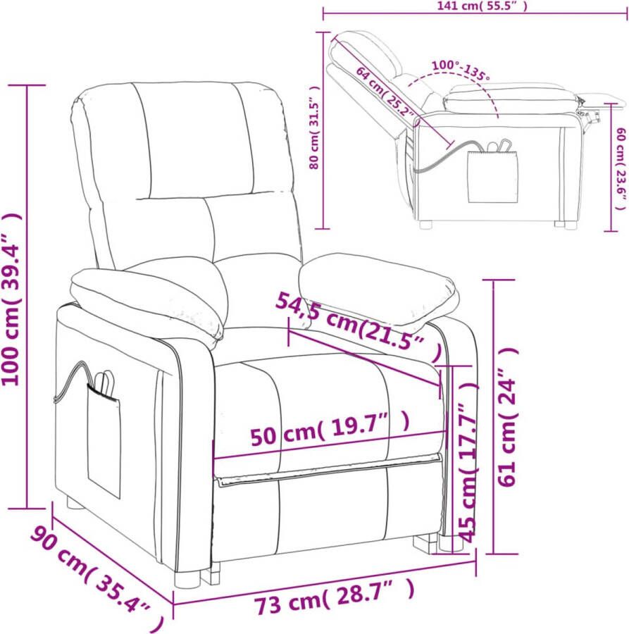 VidaXL -Massagestoel-elektrisch-verstelbaar-stof-donkerbruin - Foto 2