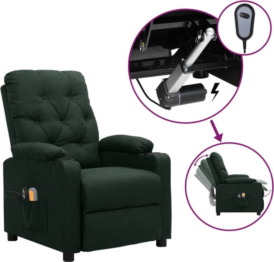 VidaXL -Massagestoel-elektrisch-verstelbaar-stof-donkergroen - Foto 1