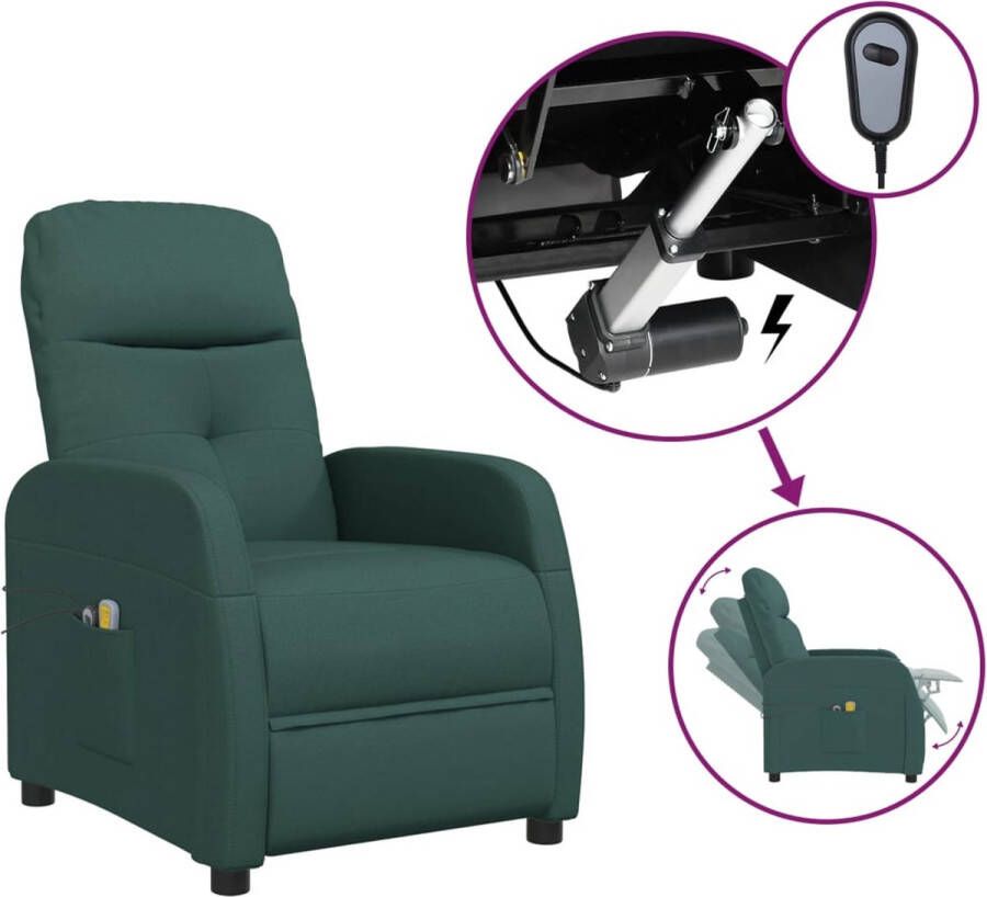VidaXL -Massagestoel-elektrisch-verstelbaar-stof-donkergroen - Foto 2