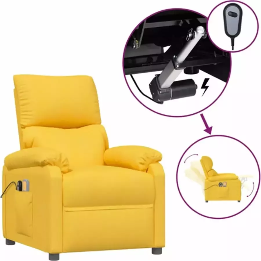 VidaXL Massagestoel elektrisch verstelbaar stof geel - Foto 4