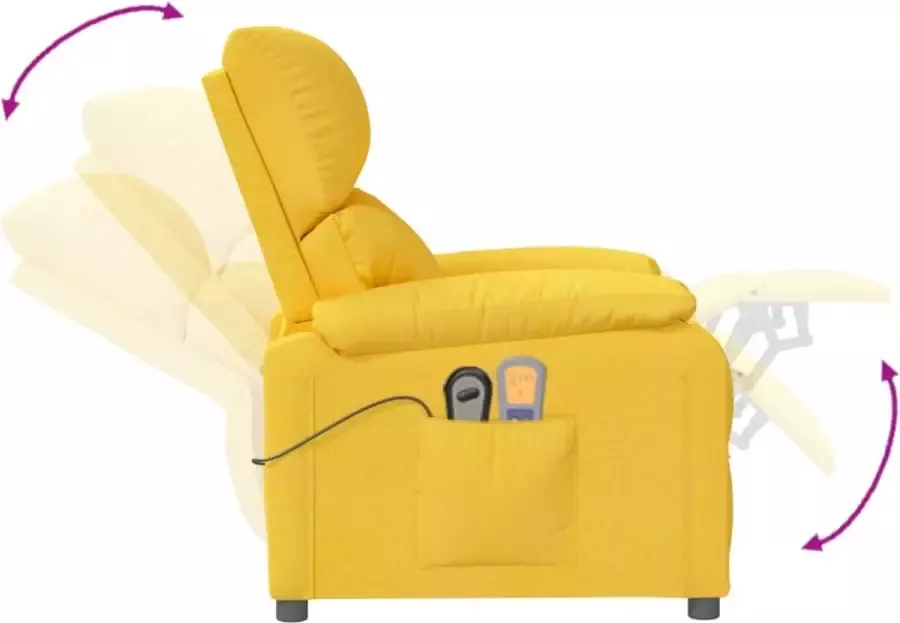 VidaXL Massagestoel elektrisch verstelbaar stof geel - Foto 3