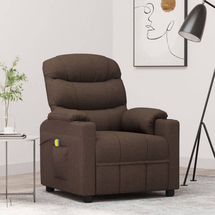 VidaXL -Massagestoel-stof-donkerbruin - Foto 2