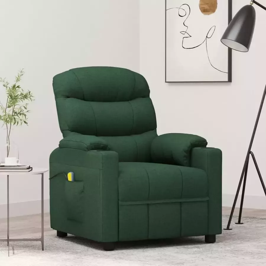 VidaXL -Massagestoel-stof-donkergroen - Foto 2