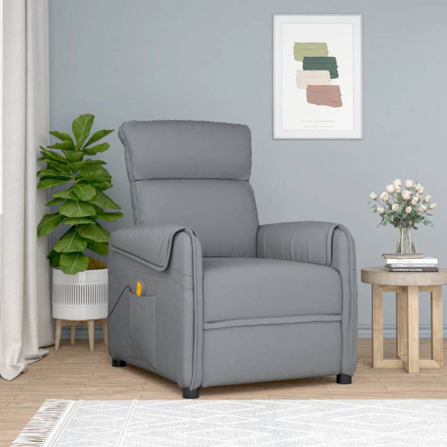 VidaXL Massagestoel verstelbaar stof lichtgrijs - Foto 1