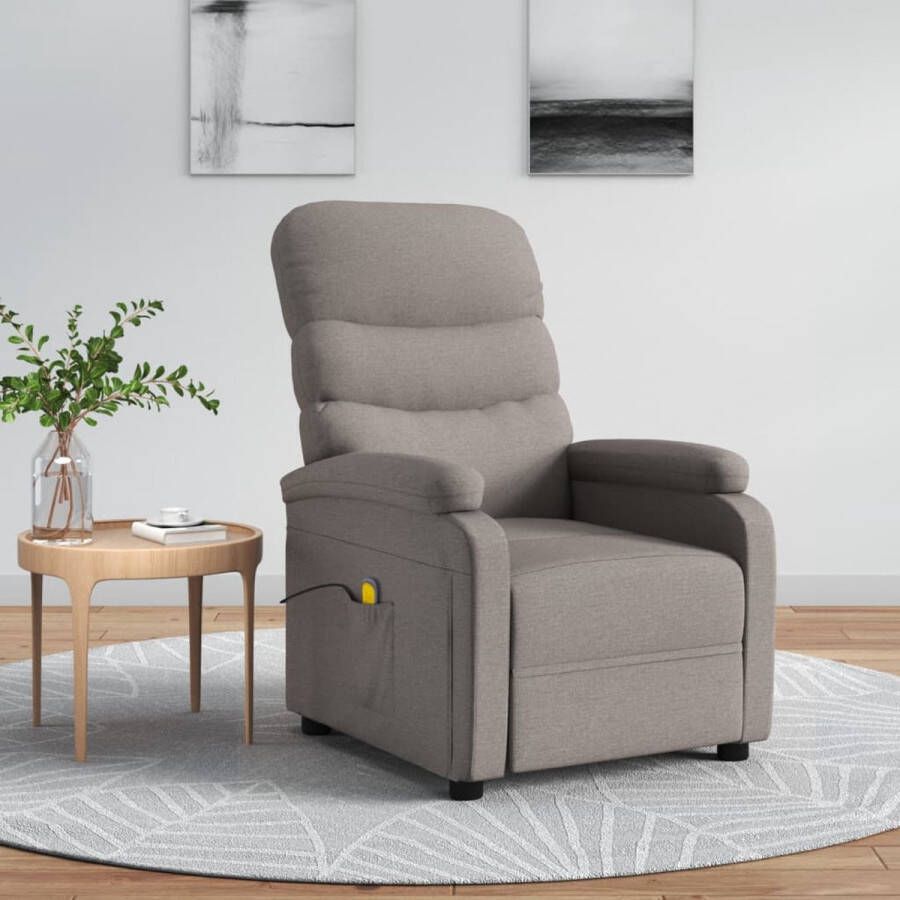 VidaXL Massagestoel verstelbaar stof taupe - Foto 1