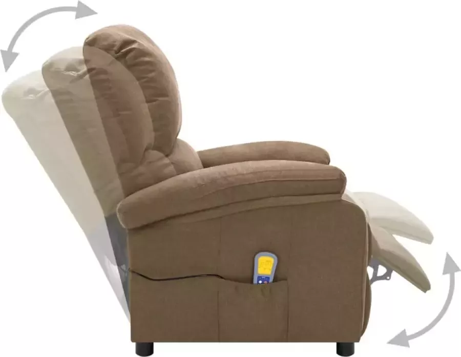 VidaXL Massagestoel verstelbaar stof taupe - Foto 4