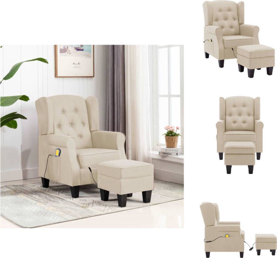 VidaXL Massagestoel True Stoelen 68 x 78 x 94 cm Crème Stof Multiplex en kunststof Fauteuil