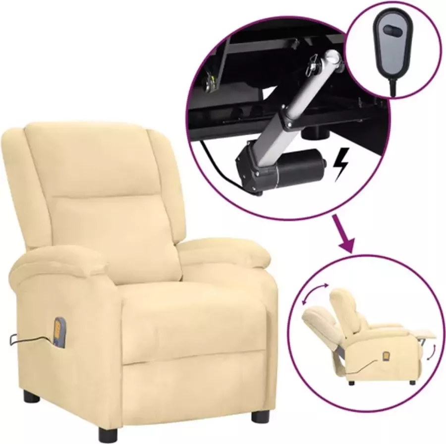 VidaXL Massagestoel verstelbaar elektrisch fluweel crèmekleurig - Foto 3