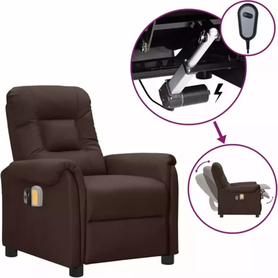 VidaXL Massagestoel verstelbaar elektrisch kunstleer bruin