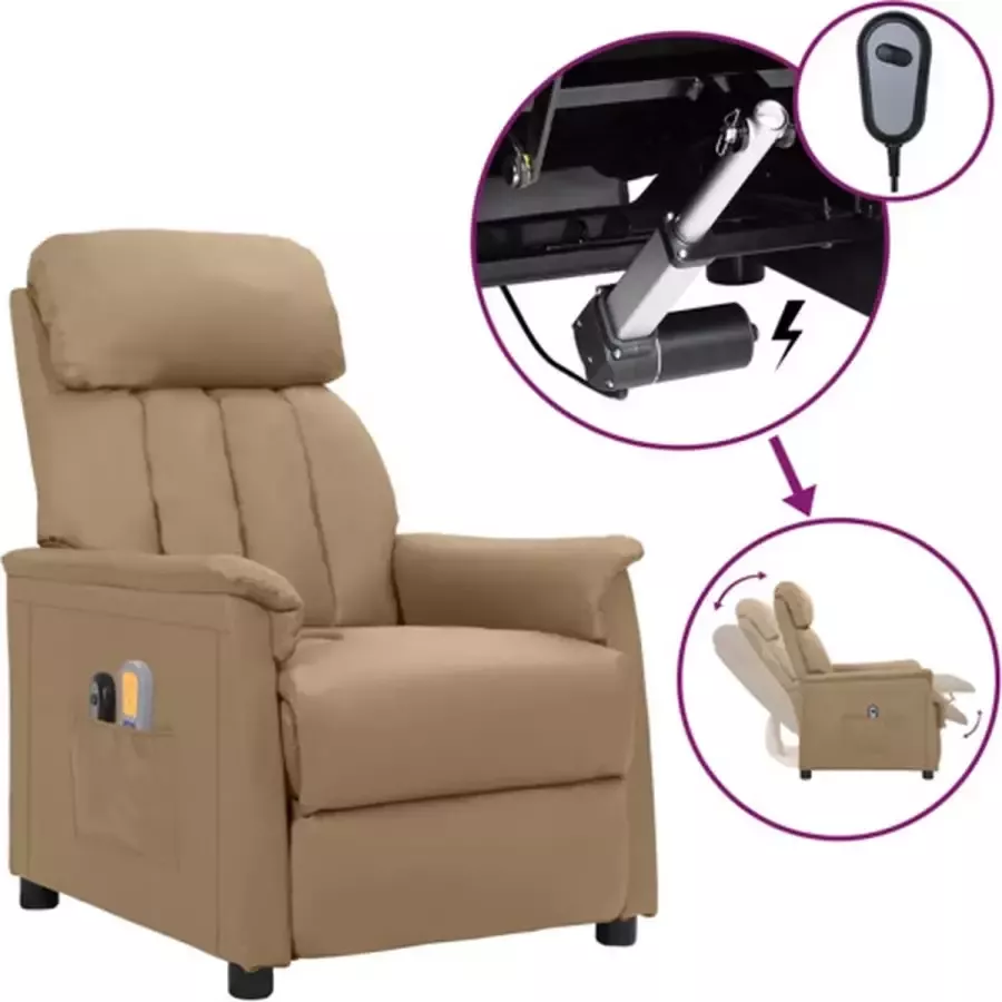 VidaXL Massagestoel verstelbaar elektrisch kunstleer cappuccinokleurig