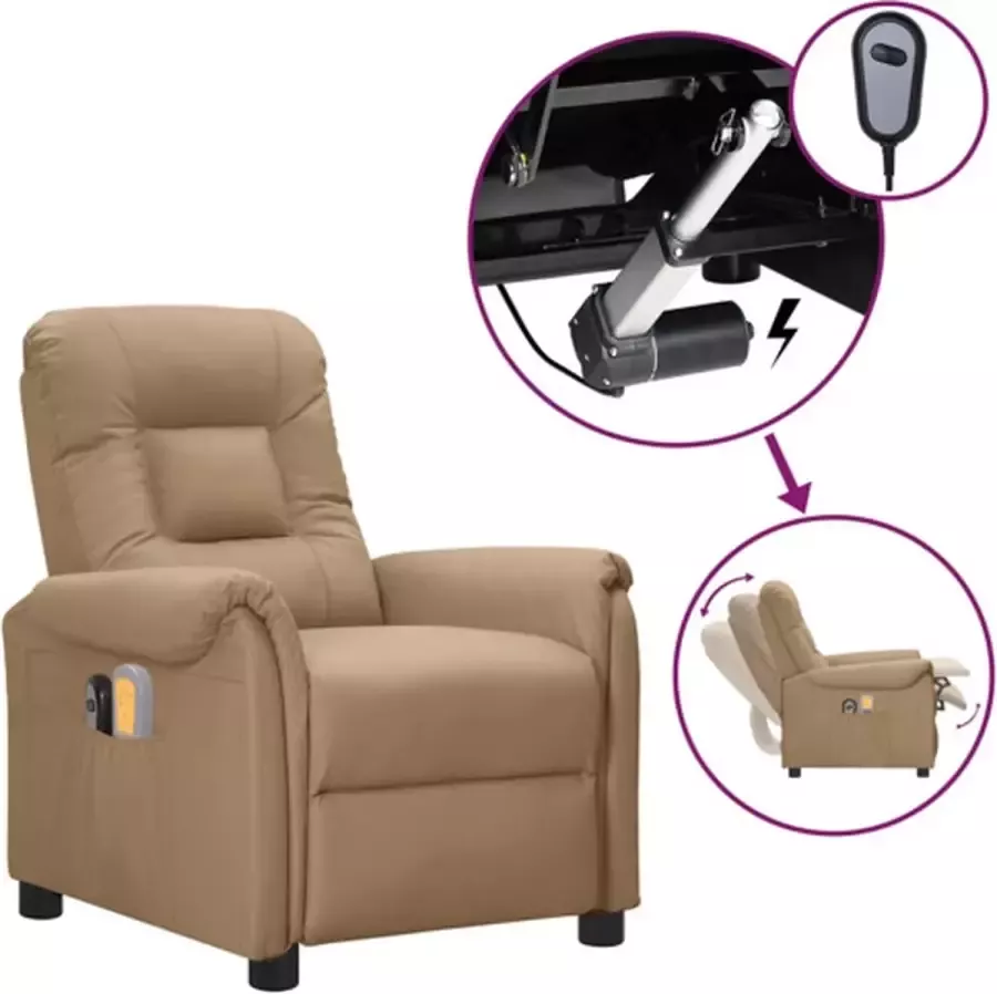 VidaXL Massagestoel verstelbaar elektrisch kunstleer cappuccinokleurig