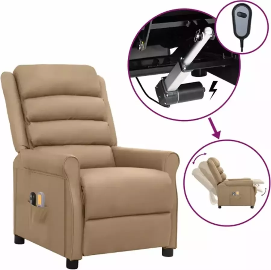 VidaXL Massagestoel verstelbaar elektrisch kunstleer cappuccinokleurig