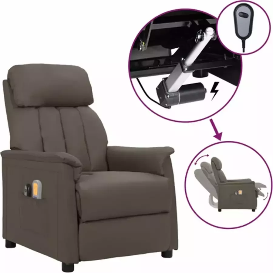 VidaXL Massagestoel verstelbaar elektrisch kunstleer grijs