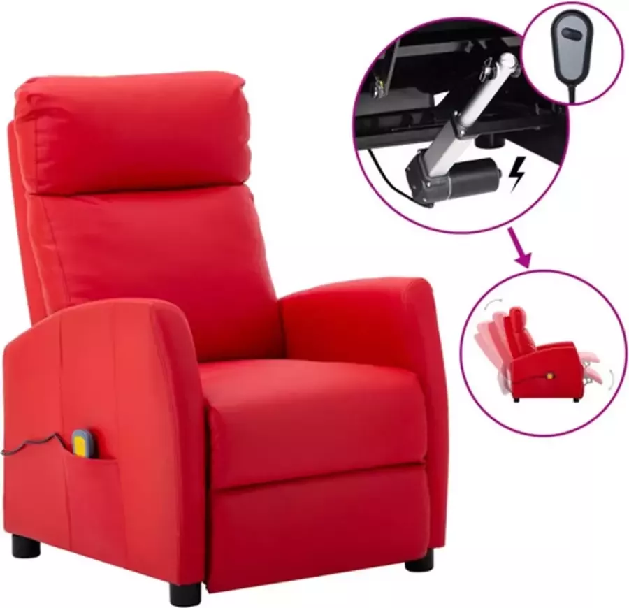 VidaXL Massagestoel verstelbaar elektrisch kunstleer rood - Foto 1