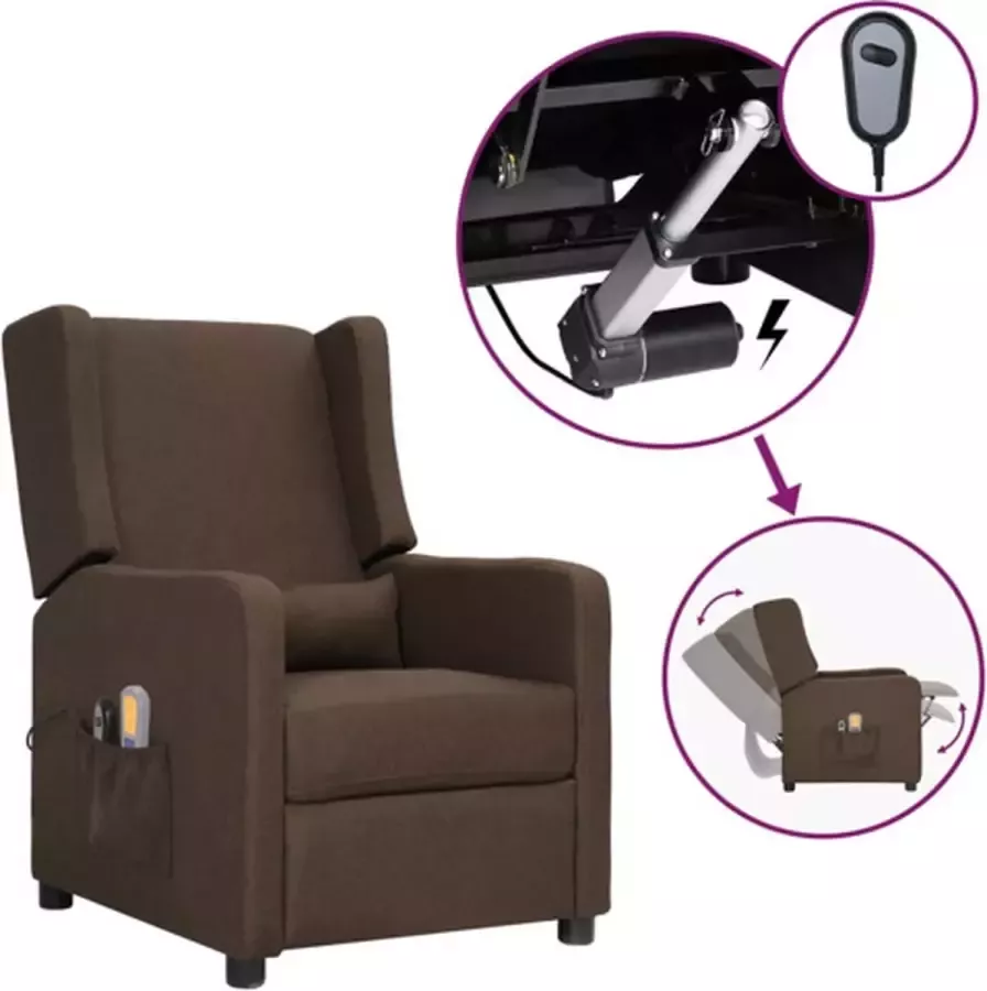 VidaXL -Massagestoel-elektrisch-verstelbaar-stof-bruin - Foto 3