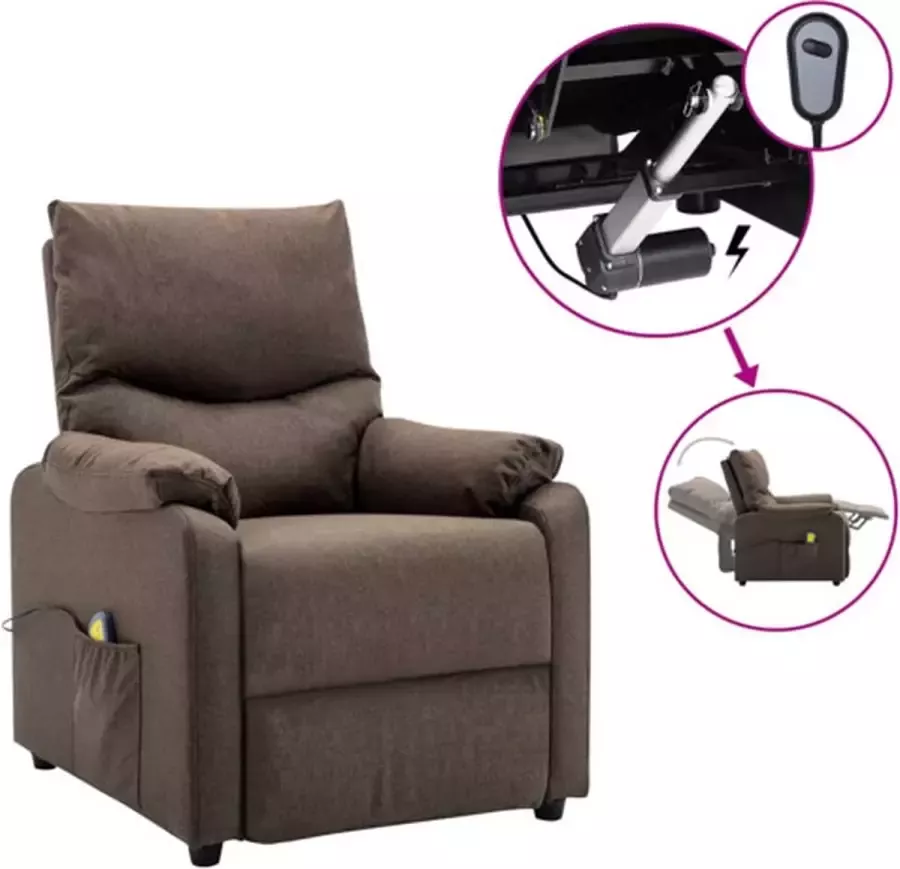VidaXL -Massagestoel-elektrisch-verstelbaar-stof-bruin - Foto 2