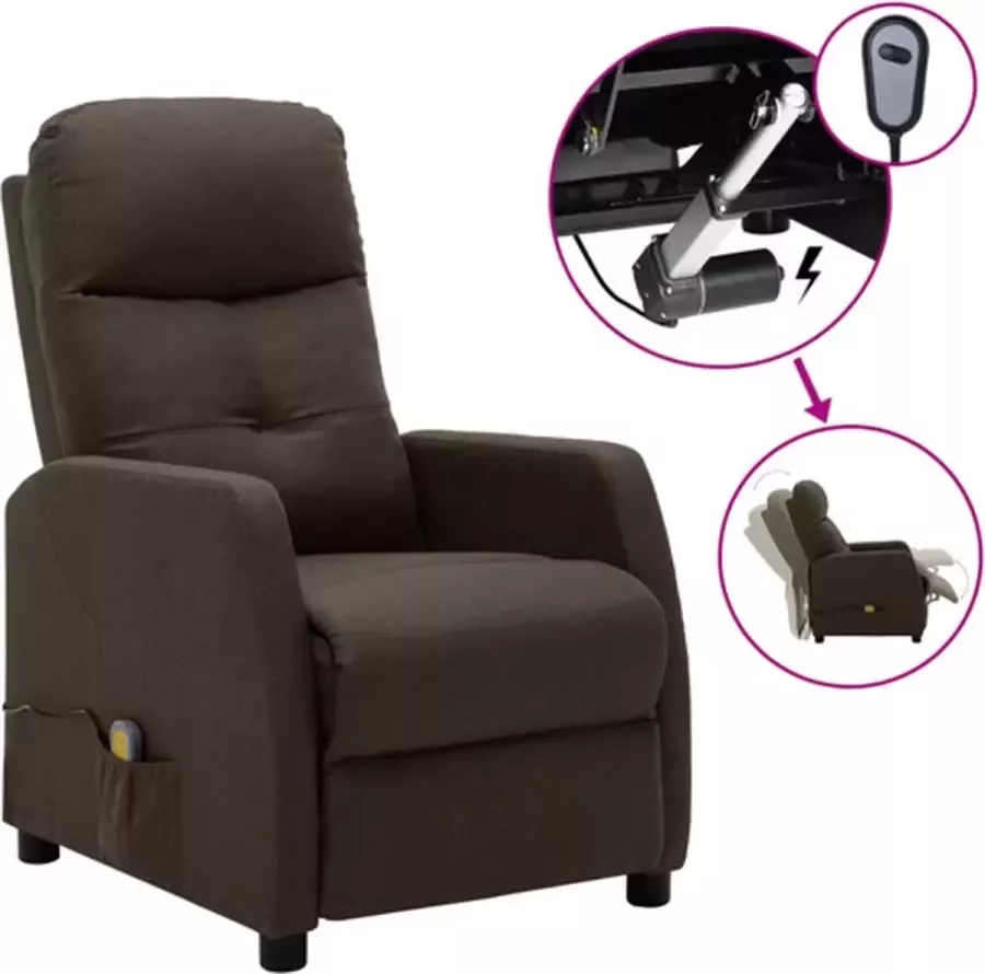 VidaXL -Massagestoel-elektrisch-verstelbaar-stof-bruin - Foto 4
