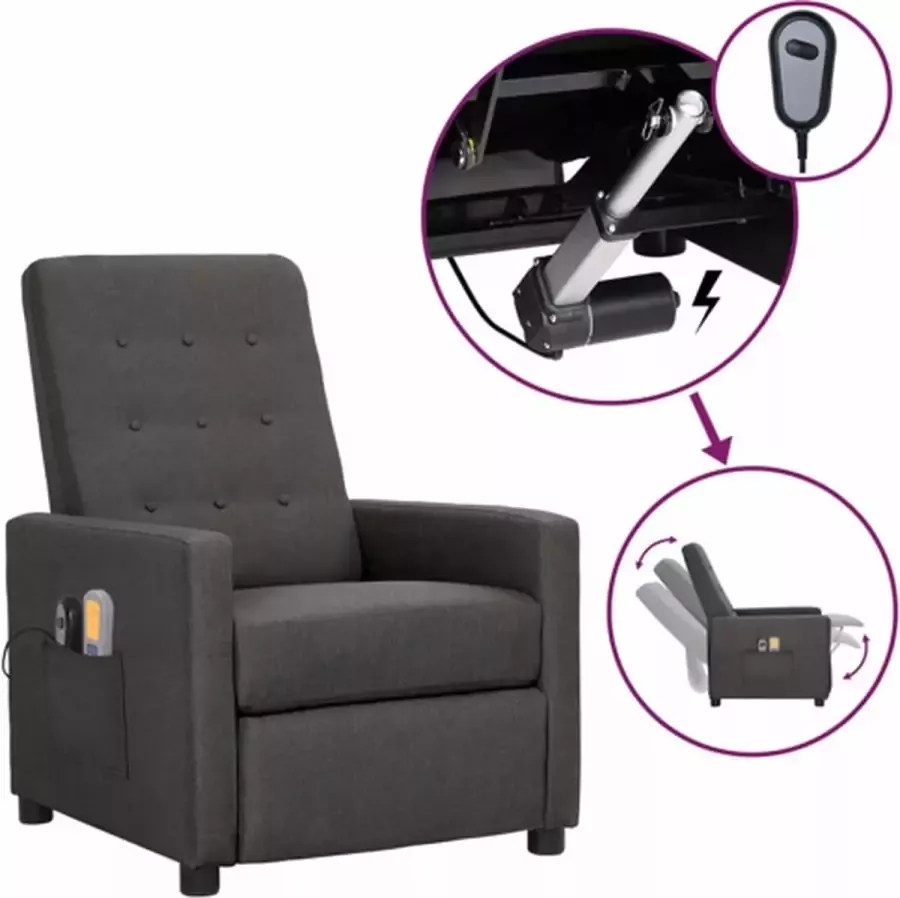 VidaXL Massagestoel elektrisch verstelbaar stof donkergrijs - Foto 2